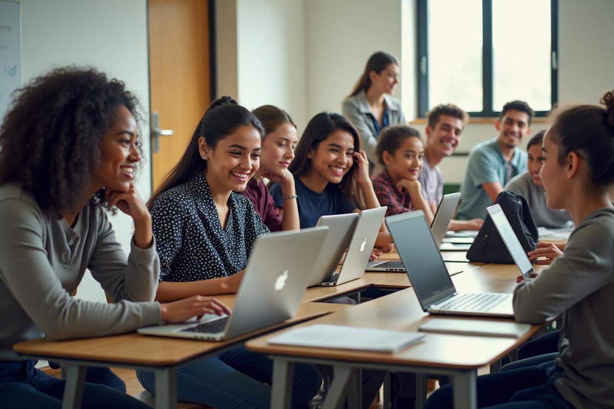 Diverse students and educators in supportive environment
